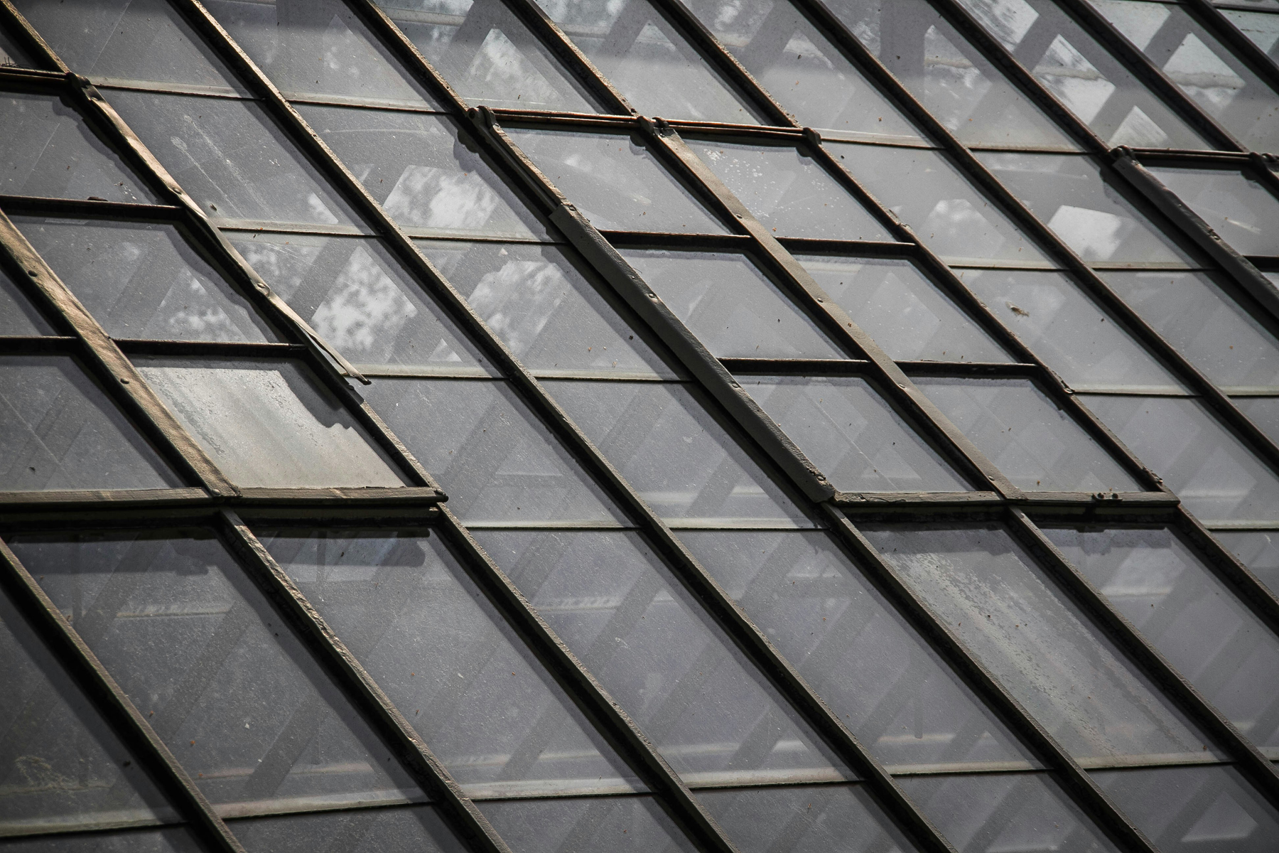 Person reinigt Glasfläche mit langer Teleskopstange von unten
